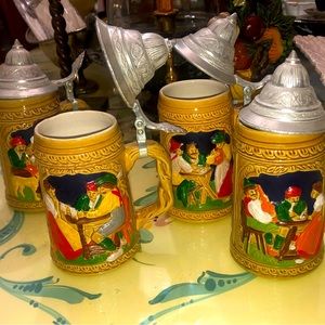 Hand-painted Vintage Festive Mug Set (4)